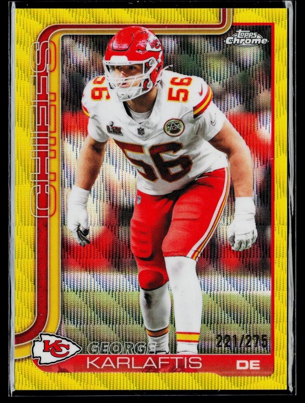 George Karlaftis 2025 Topps Chrome Yellow Wave Refractor #152 /275