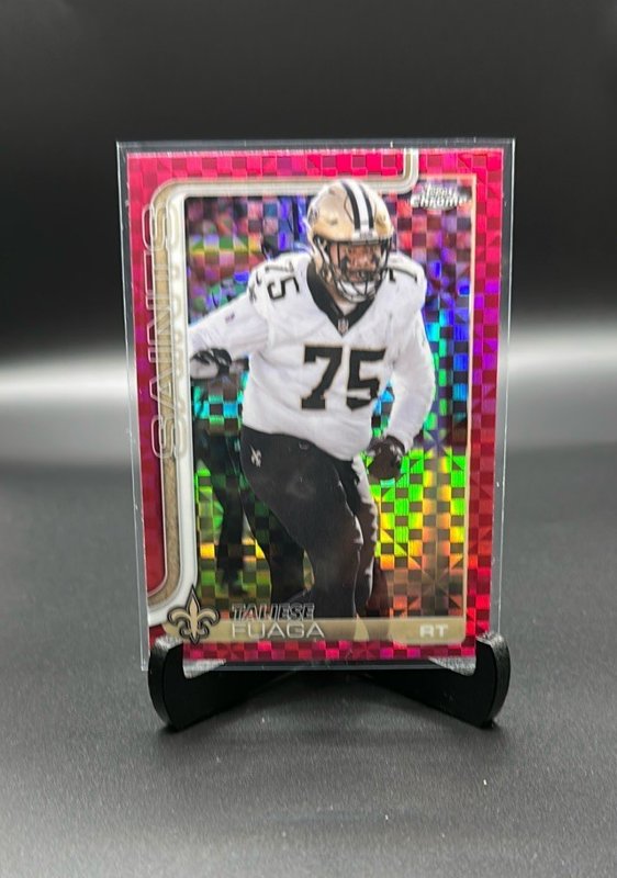 Taliese Fuaga 2025 Topps Chrome Hot Pink X-Fractor #219