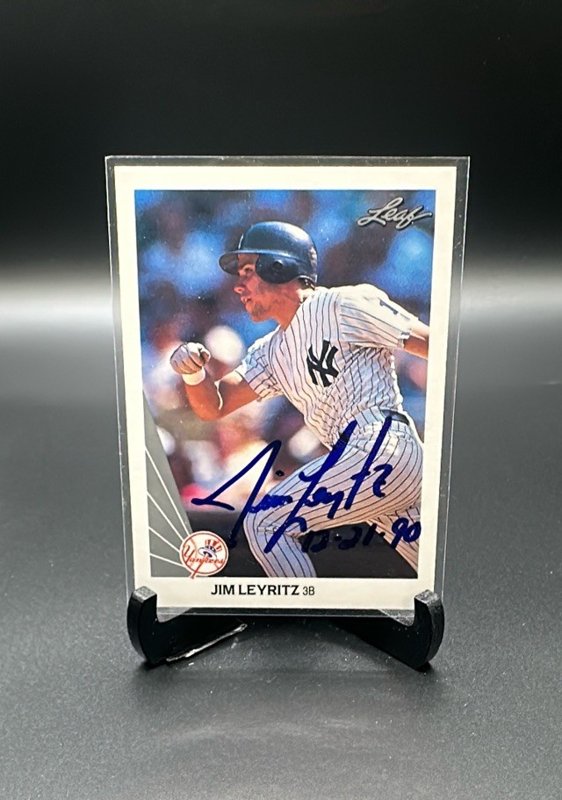 Jim Leyritz 1990 Leaf #465 RC Auto