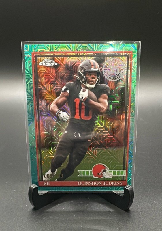 2026 Topps Flagship Quinshon Judkins 1991 Topps Football Chrome Aqua #/199