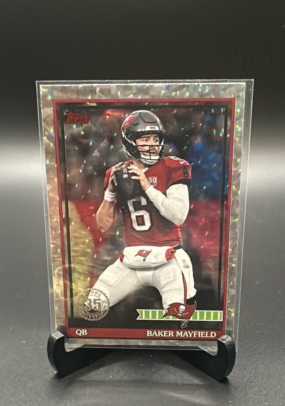 2026 Topps Flagship #91TC-32 Baker Mayfield 1991 Topps Football Chrome Crackle