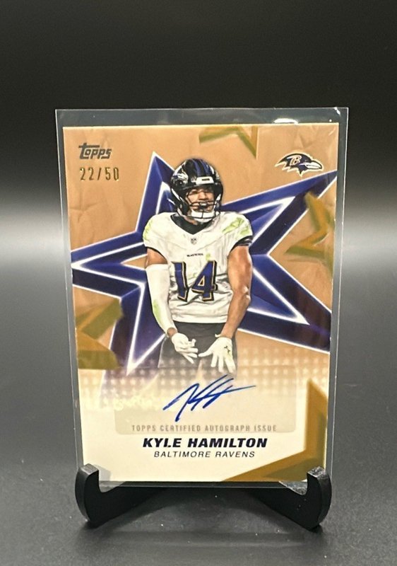 2026 Topps Flagship #NFLSA-KH Kyle Hamilton NFL Stars Autographs Gold #/50