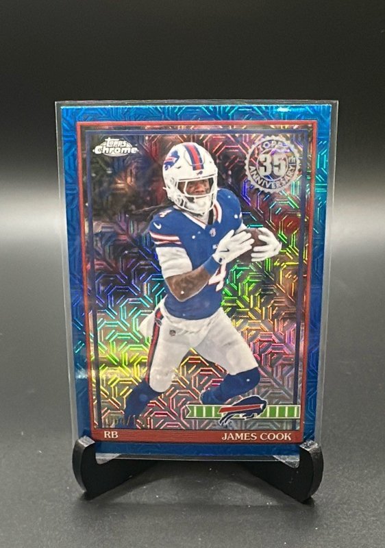 2026 Topps Flagship #91TC-12 James Cook 1991 Topps Football Chrome Blue #/150