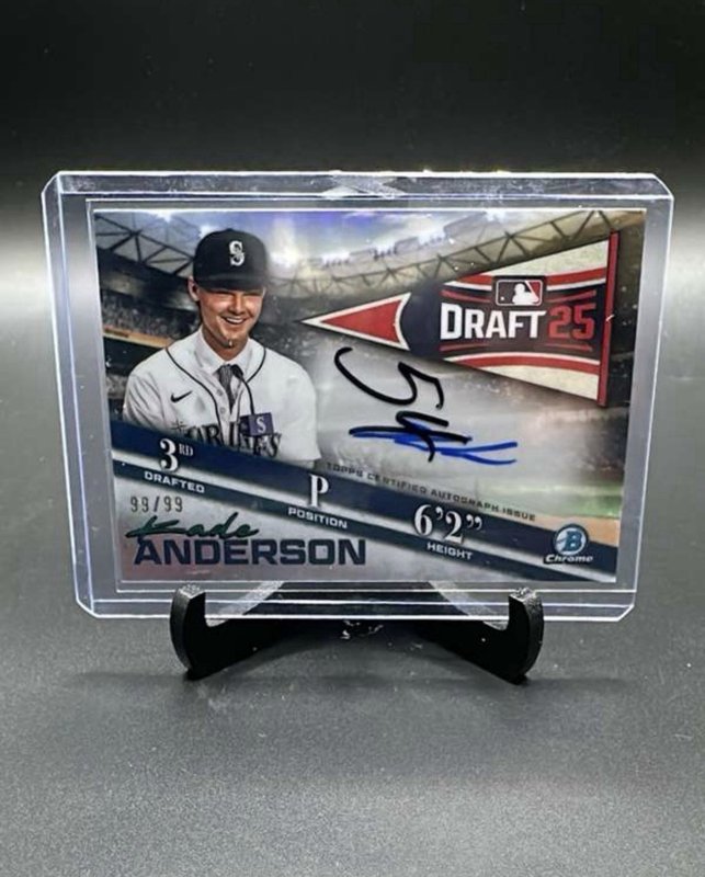 2025 Bowman Draft Kade Anderson Autographed Draft Night Mariners 99/99 BOOKEND