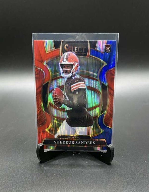 2025 Panini Select Concourse Shedeur Sanders Red & Blue Shock Prizm Rookie #54