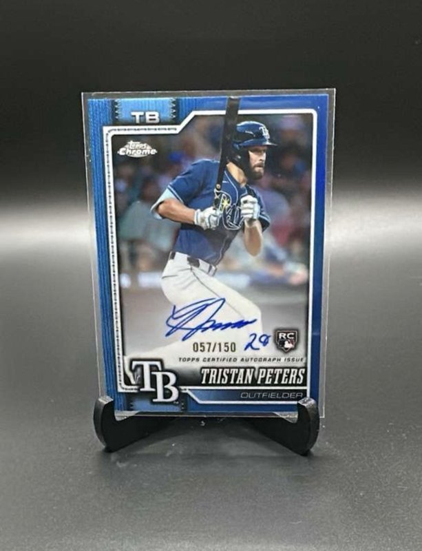 2026 Topps Chrome Baseball Tristan Peters Rookie Auto Blue /150 Tampa Bay🔥