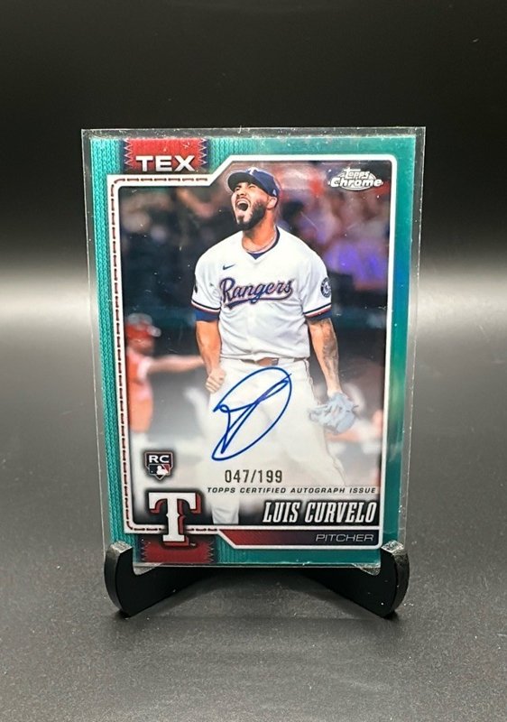 2026 Topps Chrome #RA-LC Luis Curvelo Rookie Autographs Aqua Refractors #/199