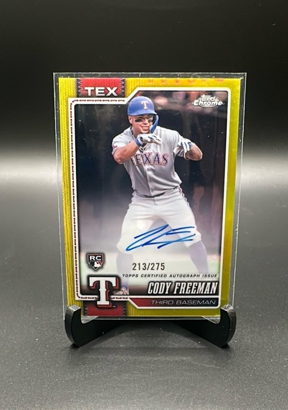2026 Topps Chrome #RA-CF Cody Freeman Rookie Autographs Yellow Refractors #/275