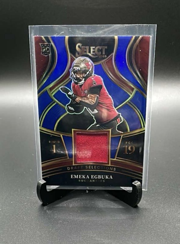 2025 Emeka Egbuka Panini Select Prizm Draft Selections Rookie RC Blue Jersey