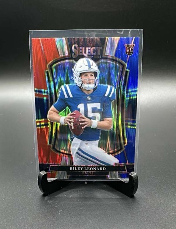 2025 Panini Select #133 Riley Leonard Red and Blue Prizm Shock