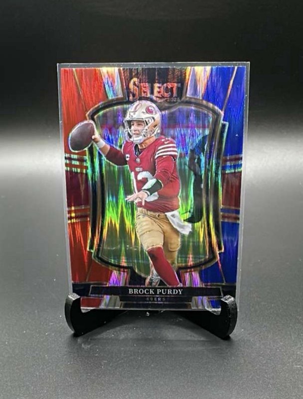 2025 Panini Select - Premier Level Brock Purdy #117 Red & Blue Shock Prizm