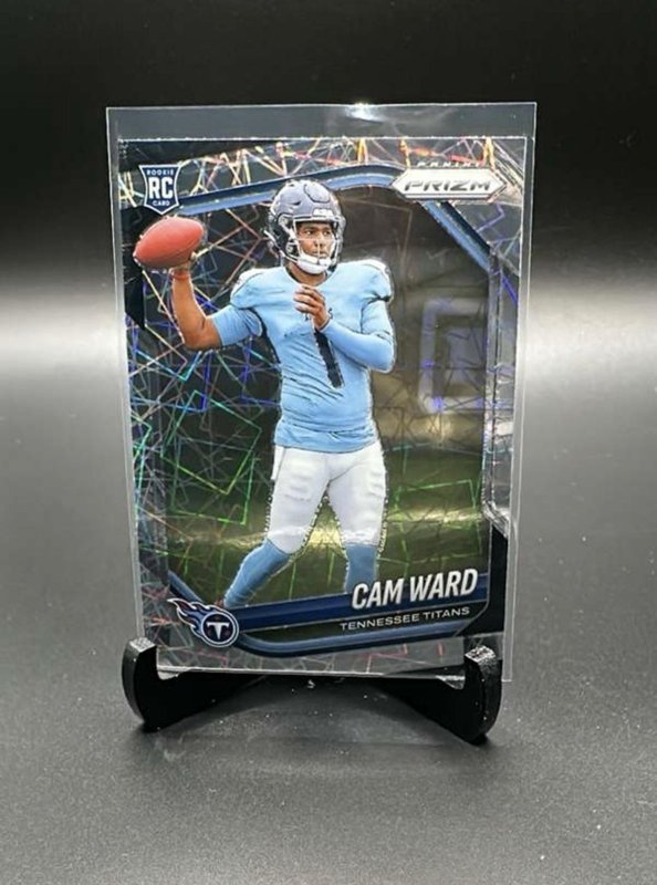 2025 Panini Prizm Cam Ward RC Silver Lazer Prizm #352 Tennessee Titans Rookie