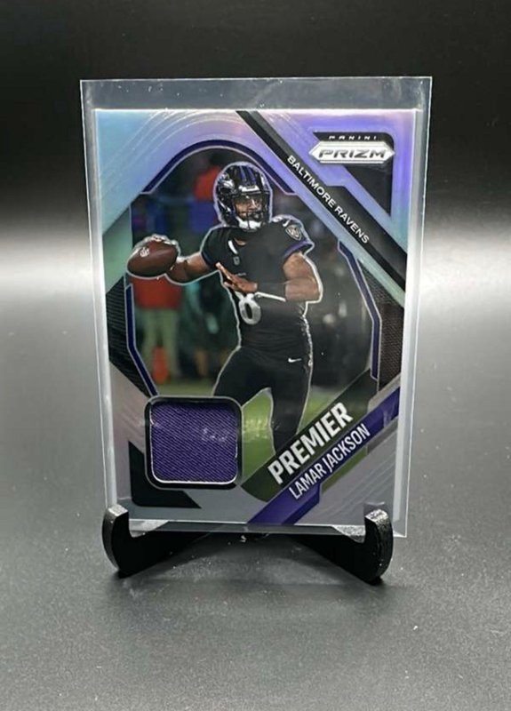 Lamar Jackson 2025 Prizm #PJY-LJN Premier Jersey Silver Prizm Patch Ravens
