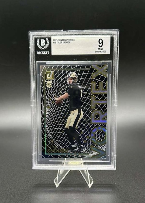 2025 Panini Donruss Tyler Shough Vortex Rookie RC #18 New Orleans Saints BGS 9