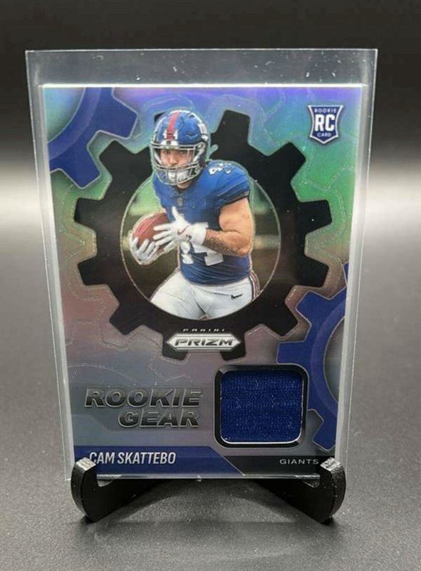 Panini 2025 Prizm Silver Rookie Gear Cam Skattebo Giants RC MEM #RGR-CSO
