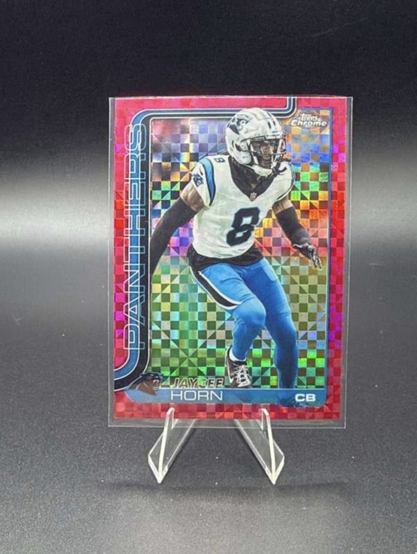 2025 Topps Chrome Hot Pink X-Fractor Jaycee Horn Panthers