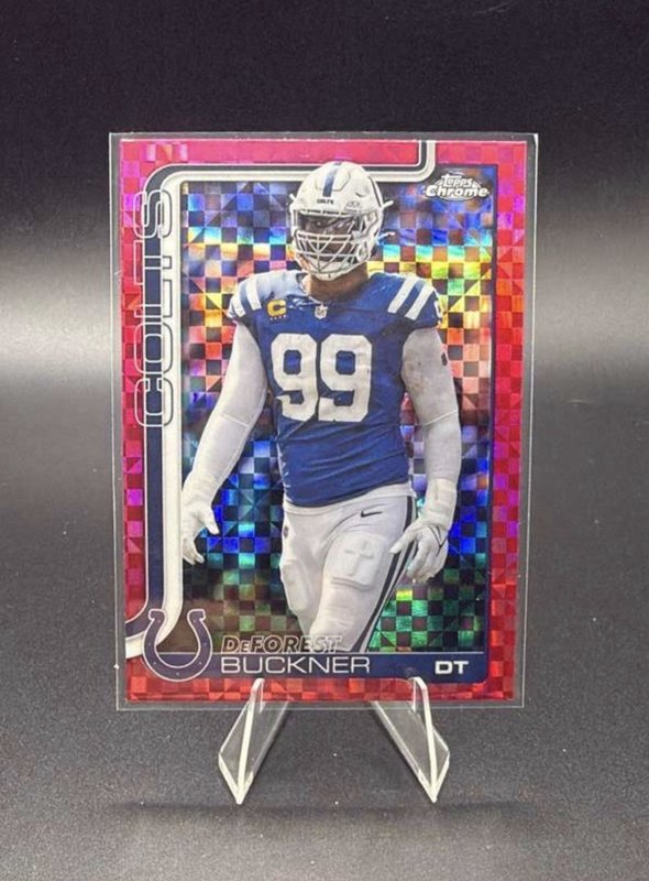 2025 Topps Chrome Football DeForest Buckner Hot Pink X-Fractor #133 Colts